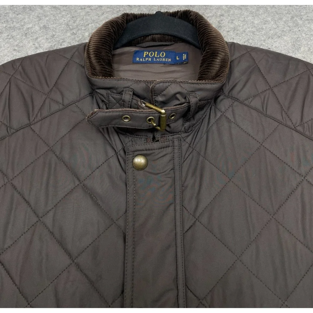 Polo Ralph Lauren Leyland Quilted Vest Brown Large Field Zip Corduroy Collar